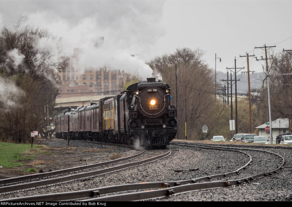 CPKC 2816 - The Empress  ferry move from the yard to the Soo Depot in Minot for a public event